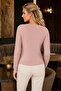 Women's Wide Collar Long Sleeve Hair Braid Patterned Decorative Button Detailed Stylish Soft Comfortable Daily Powder Knitwear Sweater - 3
