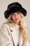 Plush Bucket Hat Women's Furry Cap Premium Adjustable Black