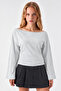 Asymmetric Collar Casual Gray Knitted Blouse - 2