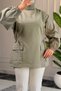 6708 - Comfortable, Casual 2-Yarn Peach Fabric Women's Sweatshirt with Garnished Pockets and Waist Drawstring Detail - 8