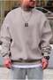Men's Dark Gray Free Life Printed Thick Soft 3 Threaded Yarn 0 Zero Neckline Oversize Casual Sweatshirt - 2