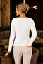 Women's Wide Collar Long Sleeve Hair Braid Patterned Decorative Button Detailed Stylish Soft Comfortable Daily White Knitwear Sweater - 3