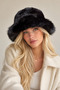 Plush Bucket Hat Women's Furry Cap Premium Adjustable Black - 5