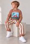 Boy's Scooter Printed Sweatshirt Striped Pants Top and Bottom Set - 3