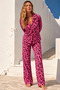 Women's Shirt Collar Patterned Lilac Pajama Set - 5