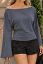 Women's Off-Shoulder Wide Sleeve Smoked Blouse - 5