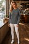 Women's Crew Neck Long Sleeve Thessaloniki Sleeve Hair Braided Twill Stylish Elegant Soft Textured Casual Anthracite Knitwear Sweater - 7