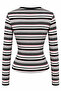 2255 Color Block Striped Crew Neck Long Sleeve Blouse Gray - 3