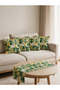 Green Lemon Geometric Patterned Double-Sided Printed Suede 5-Piece Living Room Set - 4 Cushion Covers 43X43 cm + Runner 140X40 cm - 8
