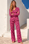 Women's Shirt Collar Patterned Lilac Pajama Set - 2