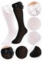 Girl's Bowknot Knee-High Socks, 2-Piece Set, Black and White, Openwork Knitted Pattern, Ages 2-12 - 3