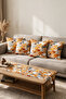 Orange Tile Terrazzo Stone Double-Sided Suede 5-Piece Living Room Set - 4 Cushion Covers 43X43 cm + Runner 140X40 cm - 4