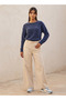 Straight Fit Cotton Trousers with Drawstring Waist - 3