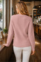 Women's Crew Neck Long Sleeve Thessaloniki Sleeve Hair Braided Twisted Stylish Elegant Soft Textured Daily Powder Knitwear Sweater - 3