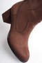 Women's Bitter Brown Suede Zippered 7 cm Thick Heeled Western Detailed Winter Boots - 8