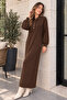 Collared Buttoned Knitwear Dress K3072 Brown - 2