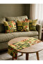 Tea Time Geometric Double-Sided Print Suede 5-Piece Lounge Set - 4 Cushion Covers 43X43 cm + Runner 140X40 cm - 3
