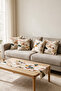 Beige Terrazzo Mosaic Patterned Double-Sided Printed Suede 5-Piece Living Room Set - 4 Cushion Covers 43X43 cm + Runner 140X40 cm - 4