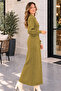 Collared Buttoned Knitwear Dress K3072 Oil Green - 3