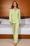 Women's Patterned Premium Green Pajama Set - 3