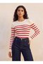 Basic Striped Cable Knit Sweater with Button Trim - 4