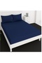 3 Piece Microfiber Bed Sheet Set king size 200 x 200 cm Soft Breathable 1 Fitted Sheet 2 Pillowcase Dark Blue