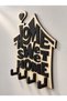 Home Sweet Home Mdf Wall Key Hanger with 4 Hangers 19X21 cm - 4