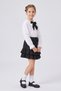 Girl's Black Scarf, Polka Dot Doll Collar, White Long Sleeve Shirt, Black Double Ruffle Skirt, October 29, April 23 Show Outfits - 2