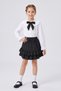 Girl's Black Scarf, Polka Dot Doll Collar, White Long Sleeve Shirt, Black Double Ruffle Skirt, October 29, April 23 Show Outfits