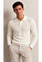 Men's Polo Collar Buttoned Long Sleeve Ribbed Knit Sweater