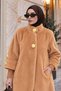 Angora Fox Coat with Knitwear Detail on the Sleeve Cuff Tsd250246 Camel - 2