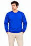 Men's Crew Neck 2 Thread Plain Long Sleeve Regular Fit Sweatshirt - Blue