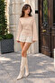Women's Draped Boat Neck Casual Beige Blouse - 2