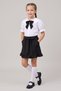 Girl's Black Scarf, Polka Dot Baby Collar, White Short Sleeve Shirt, Black Bow, Pocketed Ruffle Skirt, April 23, October 29 Show Outfit - 2