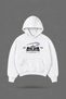 سويت شيرت أبيض بقلنسوة مطبوع من الأمام والخلف من Oversize Motorsport