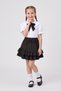 Girl's Black Scarf, Polka Dot Baby Collar, White Short Sleeve Shirt, Black Double Ruffle Skirt, April 23, October 29 Show Outfit - 2