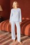 Women's Comfortable Long Sleeve Blue Pajama Set
