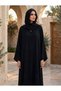 Premium Flowy Abaya with Artisan Beadwork and Wide Cut Sleeves - 4