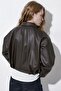 Faux Leather Bomber Jacket - 5