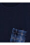 Ozmarka New Season Navy Blue Crew Neck Long Sleeve Men's Pajama Top - 3