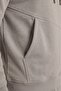 Makiteks Stone Color Men's 3 Threaded Asymmetrical Cut Pocket Hooded Elastic Cuffed Sweatpants Set - Sweatshirt and Sweatpants Two-Piece Set - 2