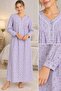 100% Cotton Long Sleeve Cuffed Sleeves Plus Size Polka Dot Women's Nightgown - 3
