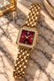 Coliseum New Season Women's Wristwatch – Gold Color, Burgundy Dial Stone Case, Roman Numeral Dial - 3