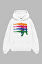 Pop Art Neon Rifle Printed White Oversize Unisex Hoodie