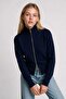 Zippered Knitwear Cardigan 4402 Lki̇0070 Dark Blue