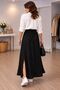 Stone Detailed Pocketed 100% Cotton Black Long Skirt - 5