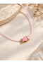 Adjustable Anklet with Pink Enamel Fish Figure - 2