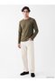 Vizyon New Season Khaki Crew Neck Long Sleeve Men's T-Shirt - 2