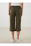 Özmarka New Season Khaki Women's Flat Capri with Elastic Waist - 5