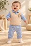 Boy's 2-piece baby set with lion detail, one-piece top sweater look, 0-9 months - 2